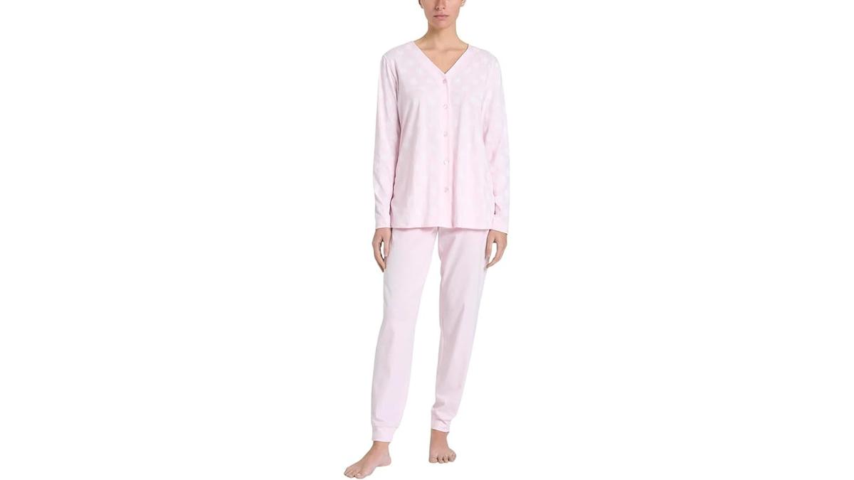 RAGNO Pigiama Lungo Aperto Jersey di Cotone Pink a Boo