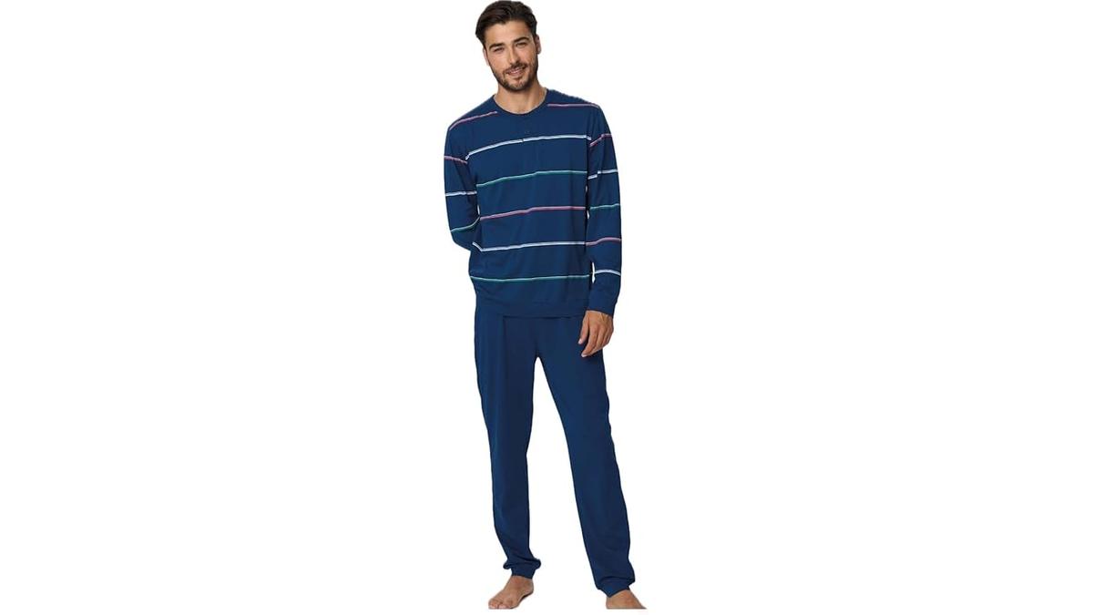 RAGNO Pigiama uomo in puro cotone righe Blu
