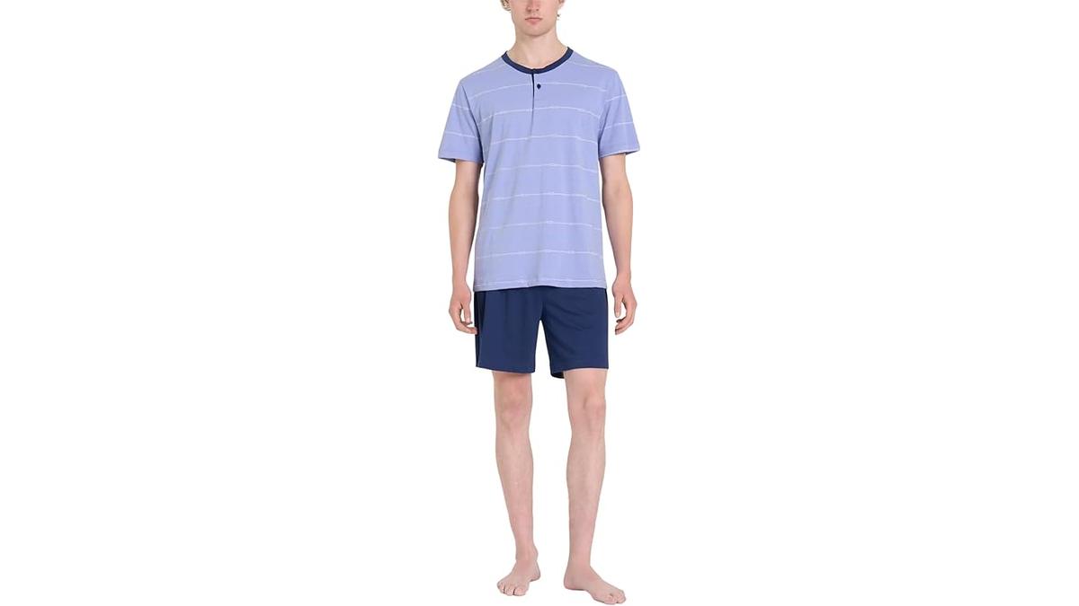 Ragno Pigiama Uomo Manica Corta Fantasia Righe 100% Cotone