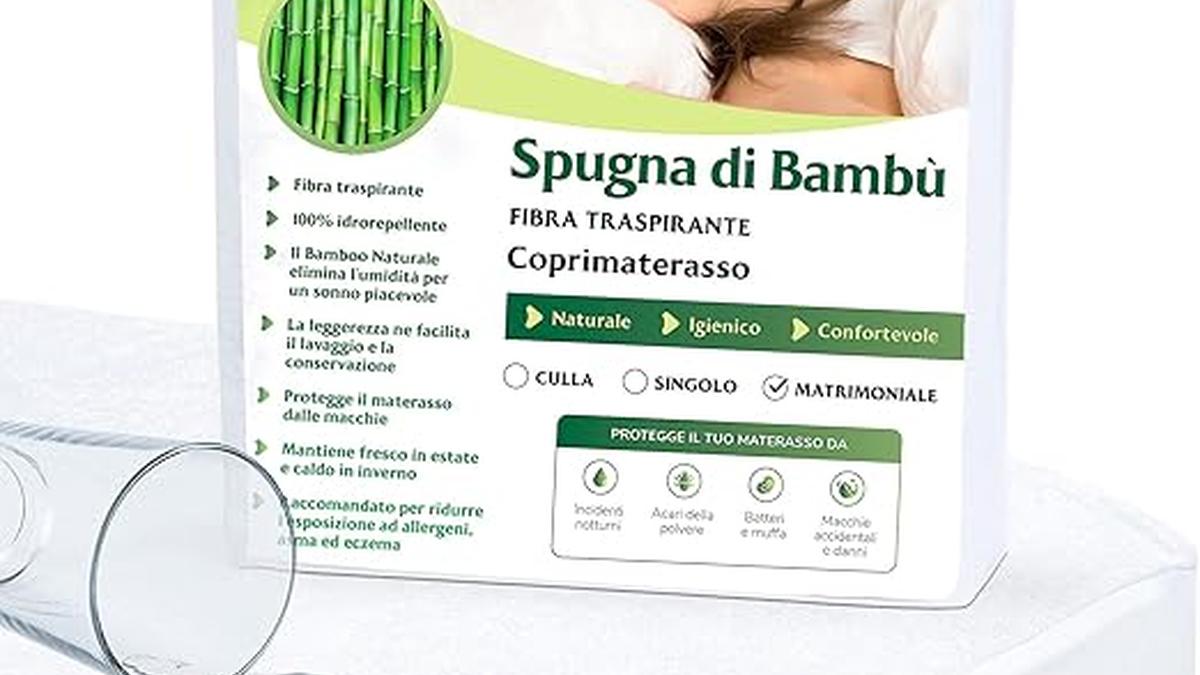 Coprimaterasso Matrimoniale Impermeabile 160 X 190 – Tessuto Spugna Di Bambù Naturale Super Morbido