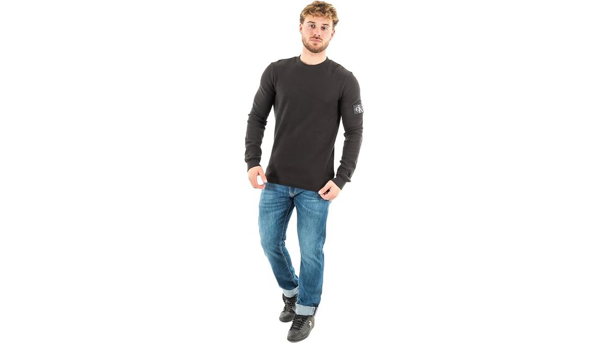 Calvin Klein Jeans Maglietta Uomo Maniche Lunghe Basic Waffle