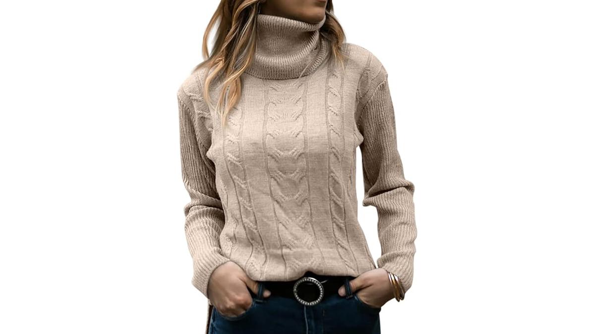 Maglione Dolcevita Donna Elegante Maniche Lunghe Morbido