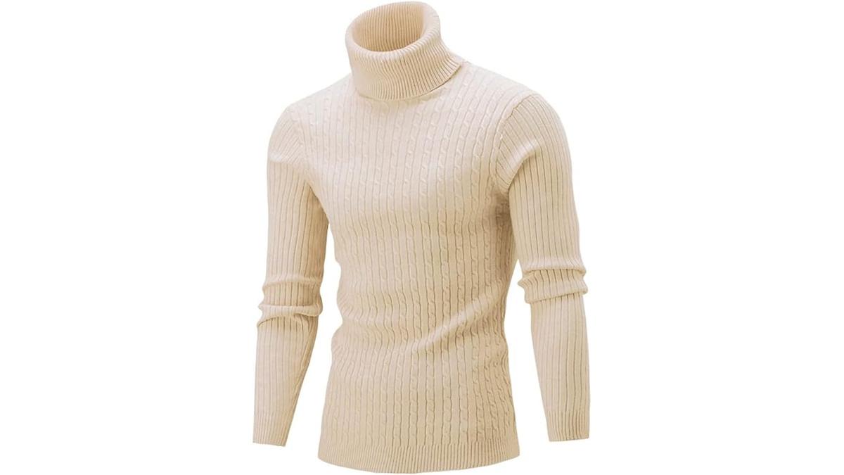 Maglione Dolcevita Uomo Slim Fit Casual a Costine Collo Alto Maglione Dolcevita Uomo Slim Fit Casual a Costine Collo Alto