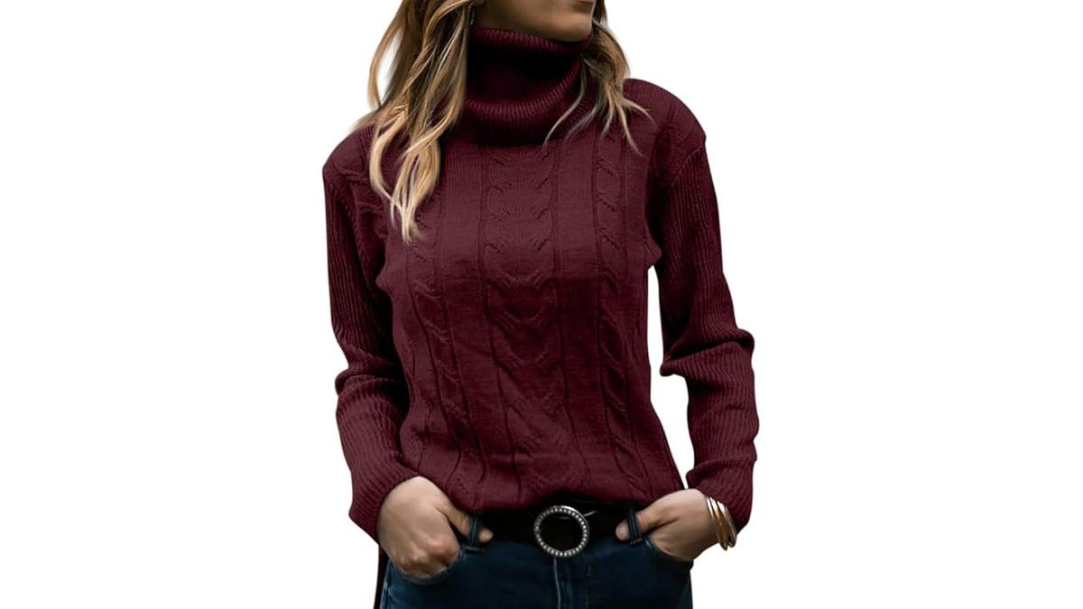 Maglione Donna Dolcevita Elegante Maniche Lunghe Morbido Casual
