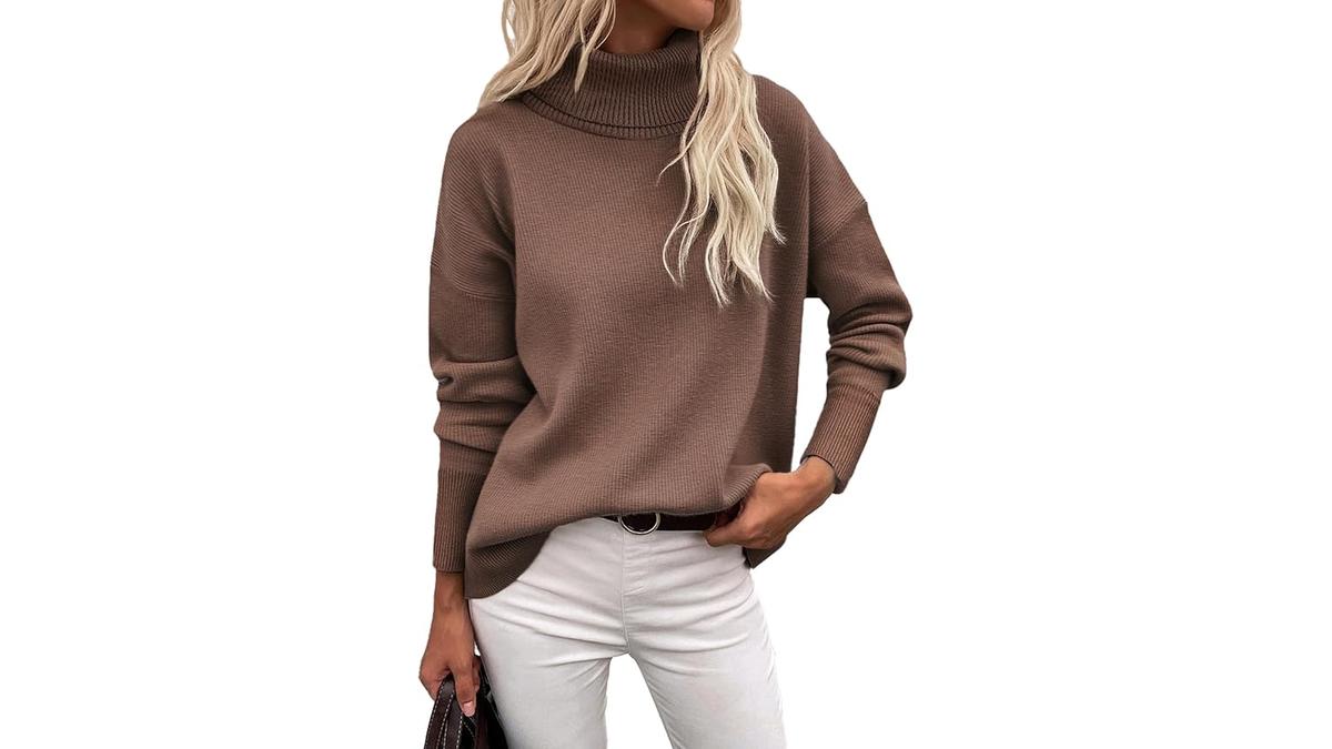 Maglione Donna Dolcevita Oversize Autunno Invernale Elegante Caldo S-XXL Maglione Donna Dolcevita Oversize