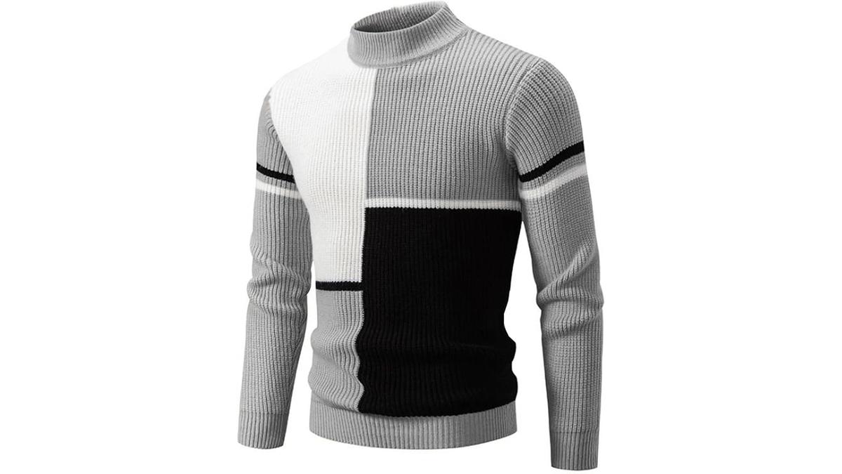 Maglione Uomo Invernale Slim Fit Dolce Vita Patchwork Lupetto Maglione Uomo Invernale Slim Fit Dolce Vita Patchwork Lupetto