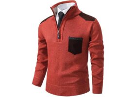 Uomo Pullover Maglione Collo Zip Maniche Lunghe Invernale uomo_pullover_maglione_collo_zip_maniche_lunghe_invernale_